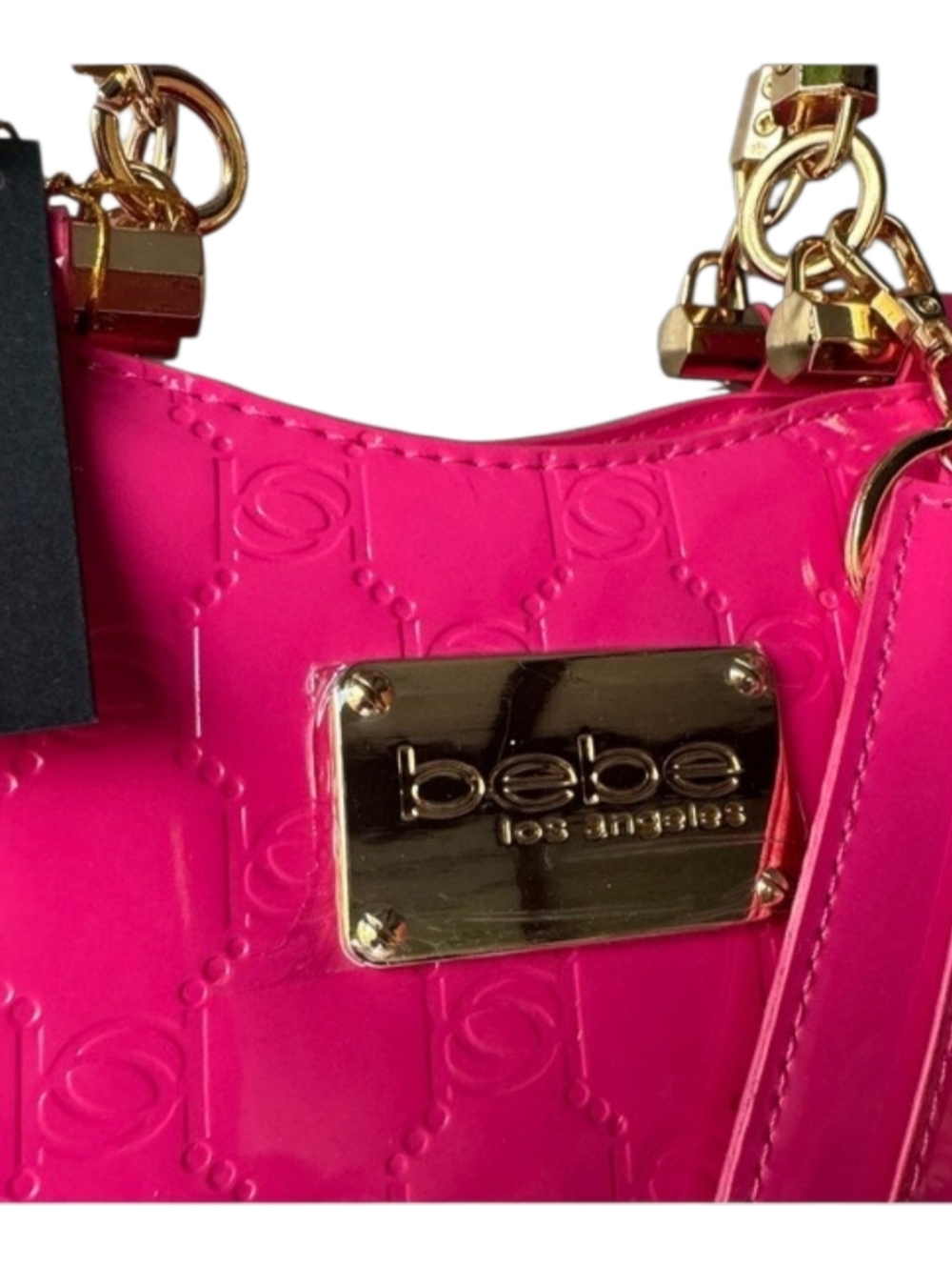 New Bebe Dana Patent leather Fuchsia Pink Satchel/ Crossbody Bag - Picture 3 of 13